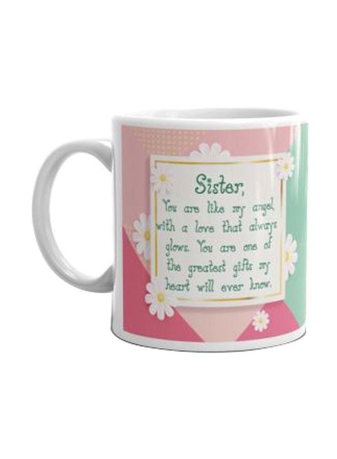 Printed Ceramic Mug Pink/White/Green