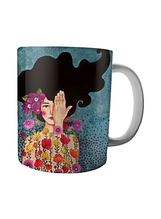 فاست برينت مج من السيراميك بطبعة أزرق / أسود / بيج