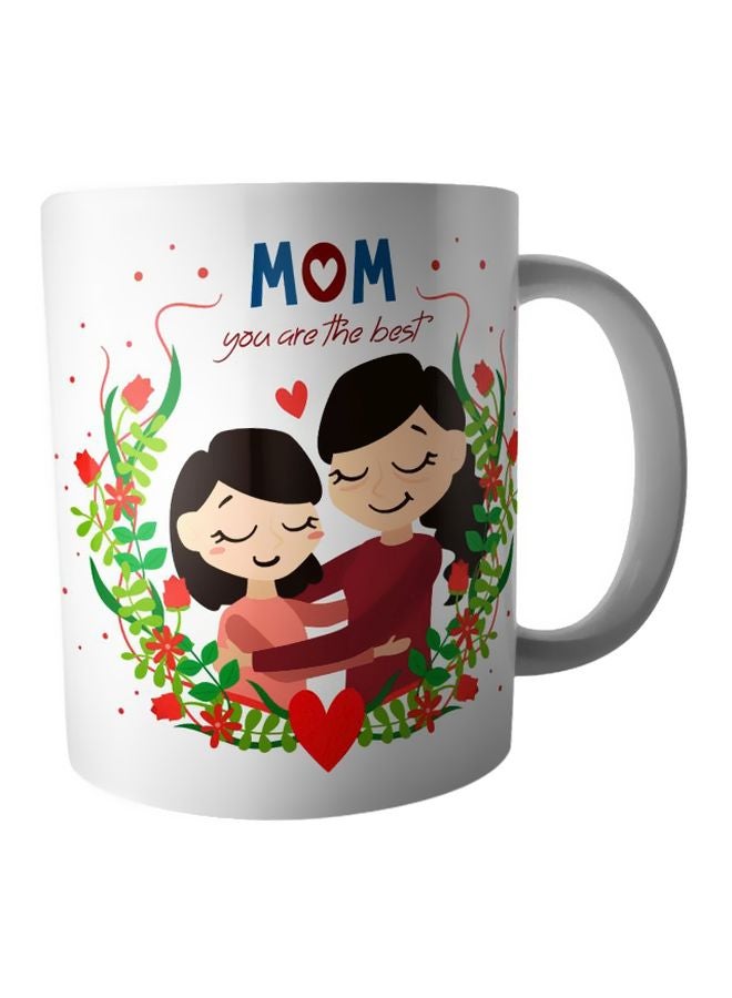 مج مزين بطبعة لعيد الأم أبيض/أحمر/أخضر Standard