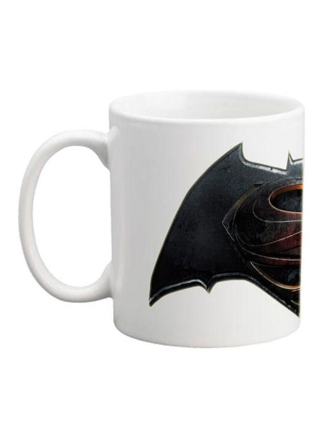 Batman And Superman Printed Mug White/Black/Gold - Image 1