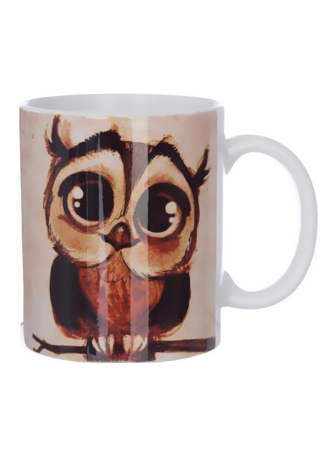We Print Cute Owl Printed Ceramic Mug Brown/White Standard  - Image 1