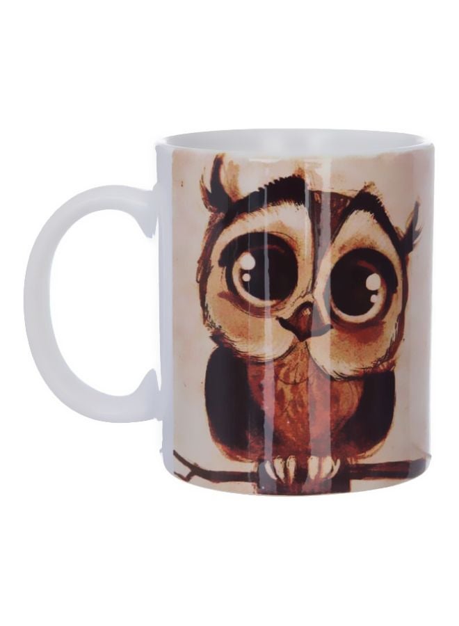 We Print Cute Owl Printed Ceramic Mug Brown/White Standard  - Image 2