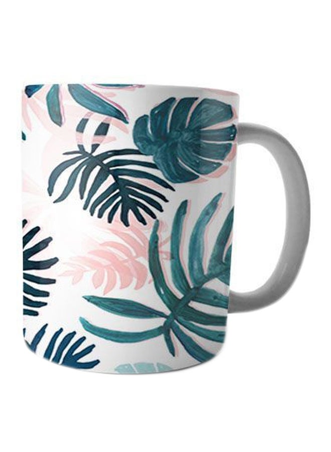 Printed Ceramic Coffee Mug White/Blue/Pink Standard