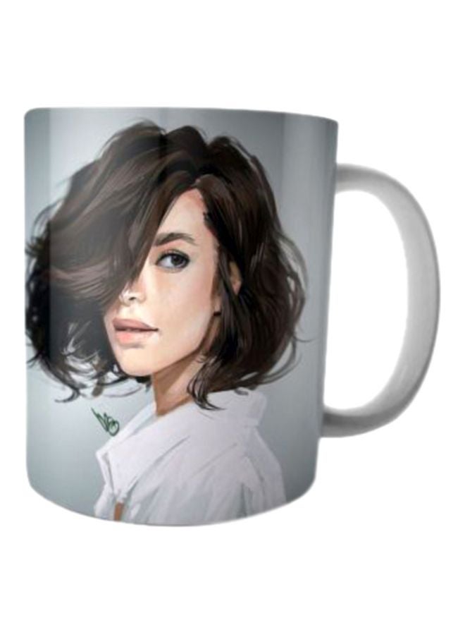 فاست برينت مج قهوة من السيراميك مزين بطبعة رمادي / أبيض / أسود