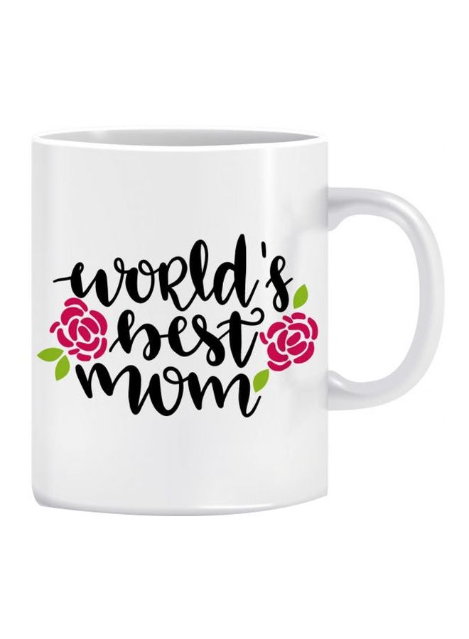 مج بطبعة تحمل عبارة World's Best Mom أبيض/أسود/وردي Standard