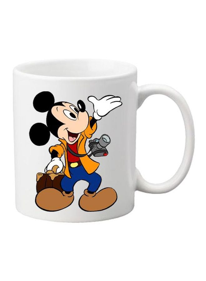 Printed Ceramic Mug Beige/Black/Blue