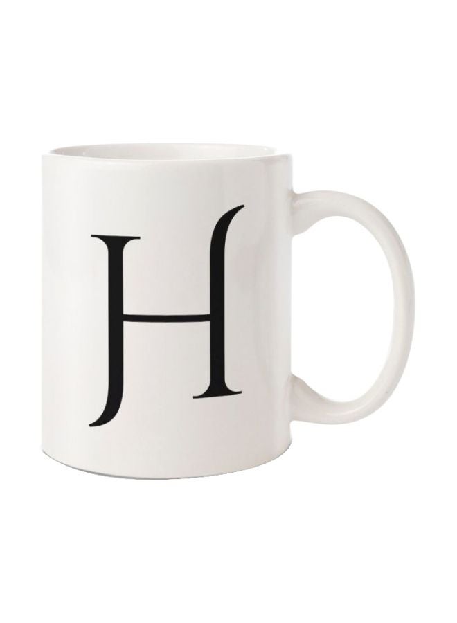 Hazel Printed Ceramic Mug White/Black 