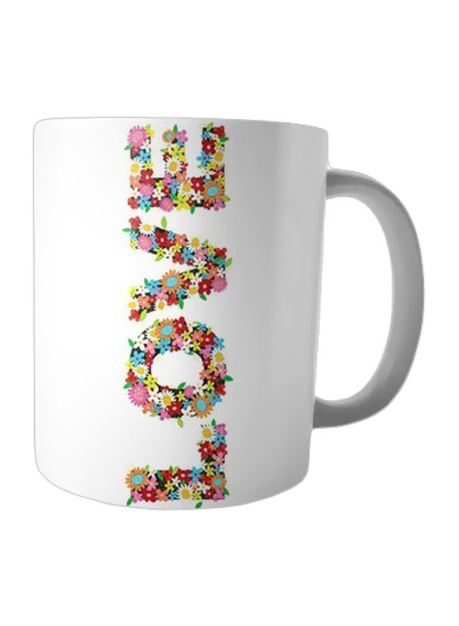 Fast Print Printed Ceramic Coffee Mug White/Pink/Yellow 350ml