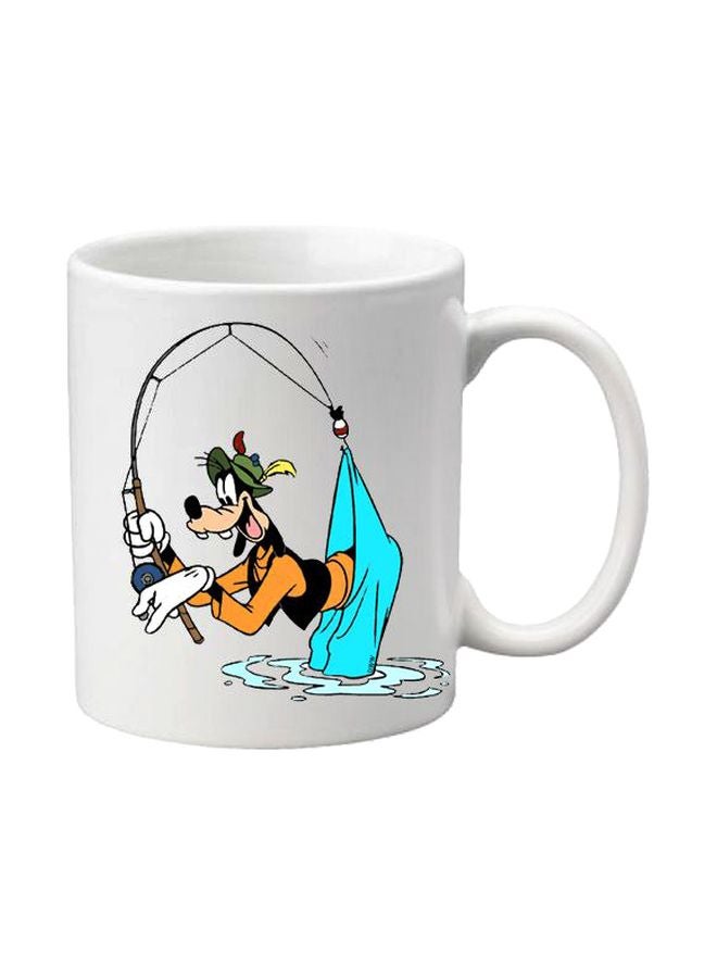 Printed Ceramic Mug White/Blue/Orange