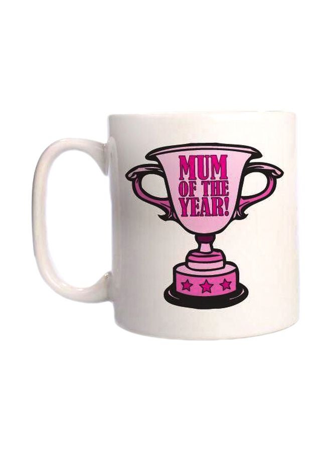 بي اتش مج مزين بنمط مطبوع بعبارة "Mum Of The Year" أبيض/وردي/أسود