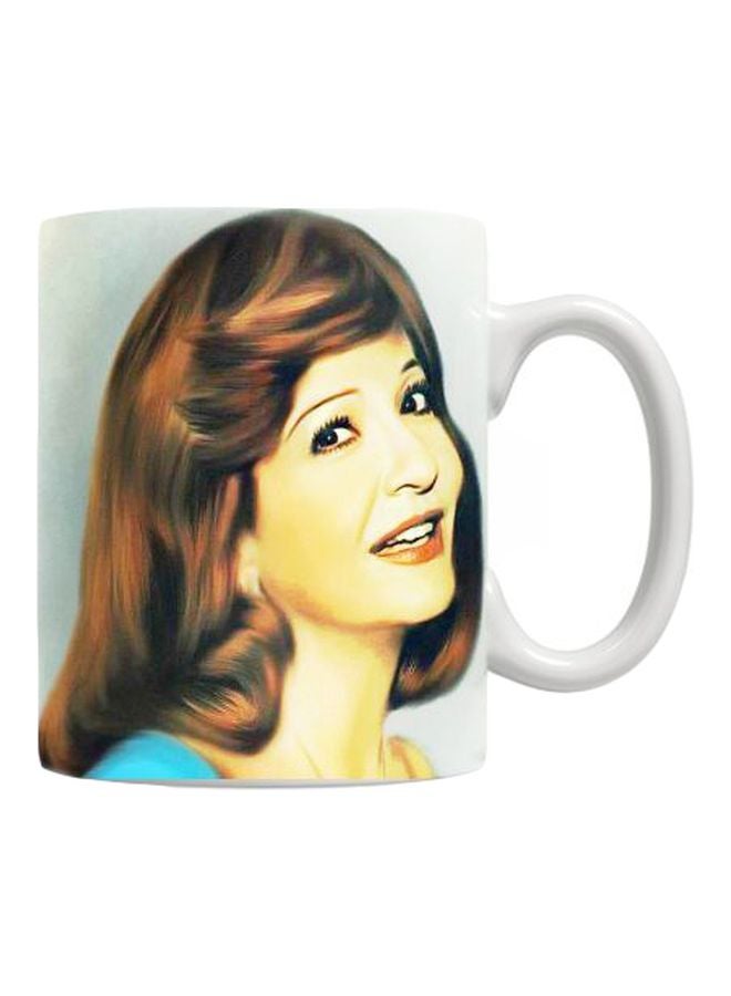 Printed Ceramic Mug Brown/Beige/Blue