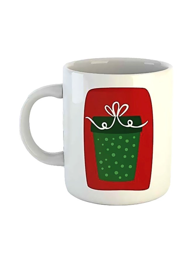 Printed Ceramic Mug White/Red/Green