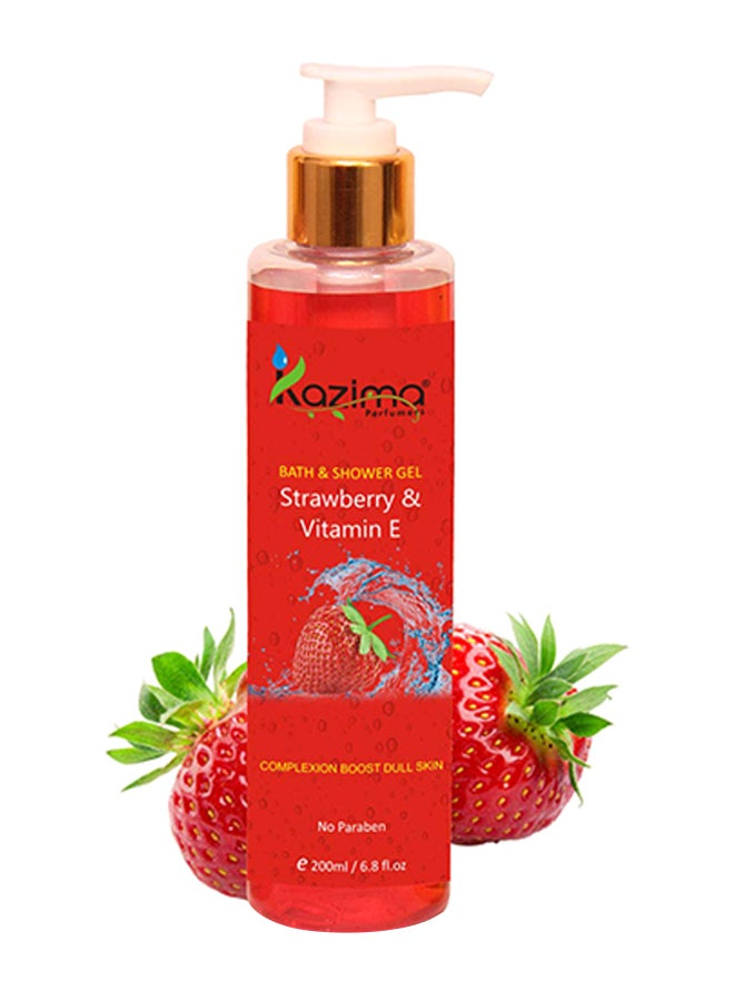 KAZIMA Strawberry & Vitamin E Bath Shower Gel Red 200ml  - Image 1