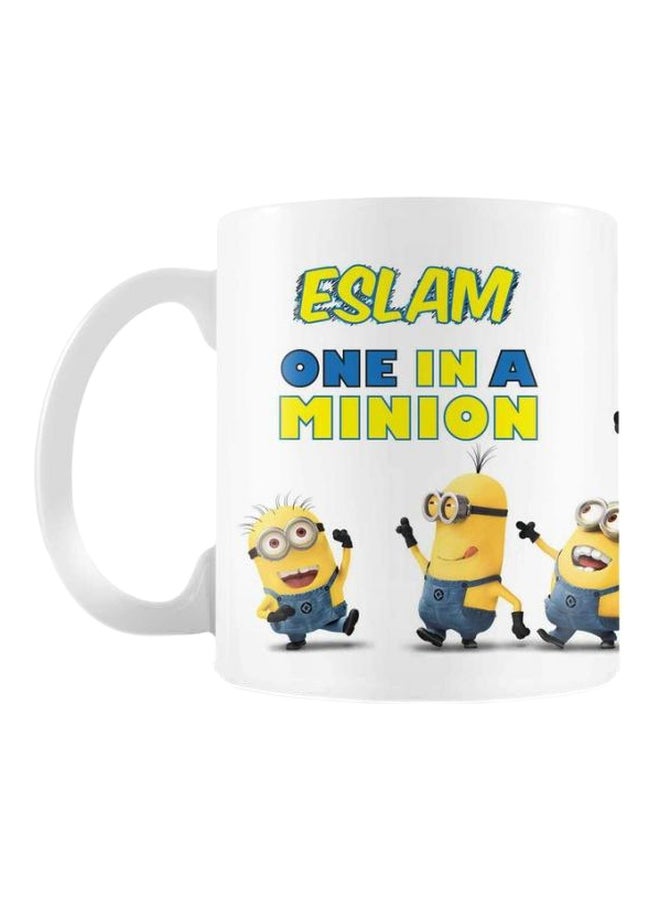 One In A Minion Printed Ceramic Mug White/Yellow/Blue