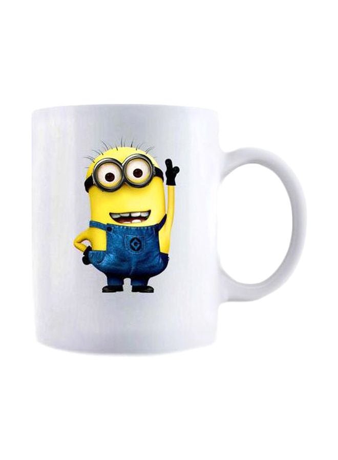 Printed Ceramic Mug White/Yellow/Blue