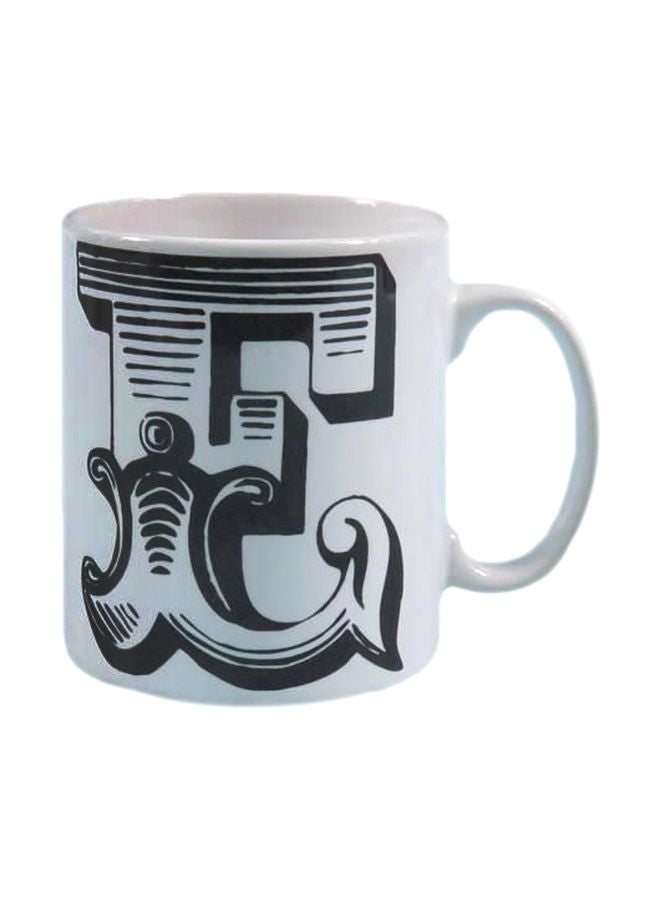E Letter Printed Ceramic Mug White/Black