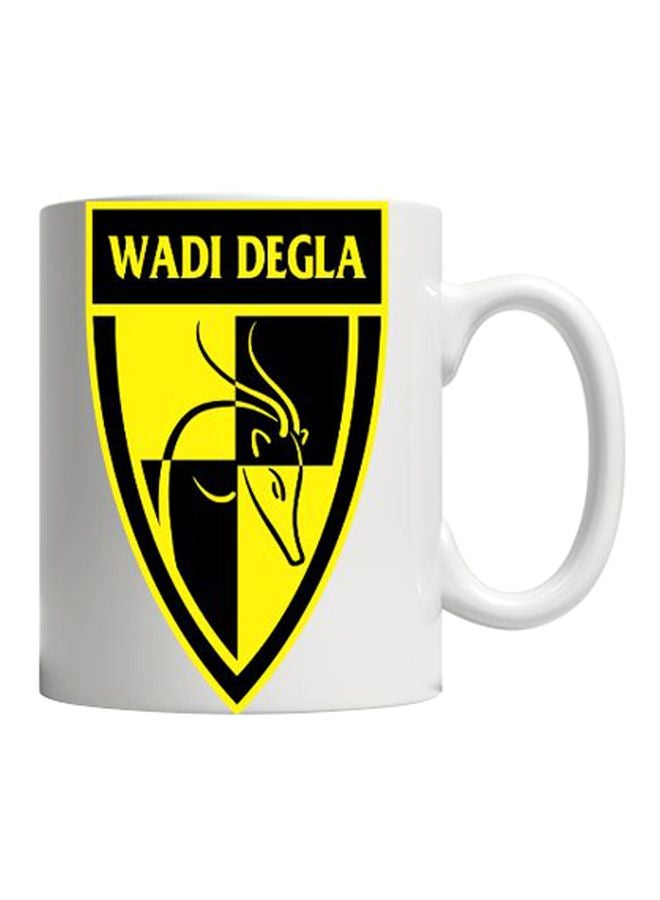 مج مصنوع من السيراميك مزين بطبعة نادي "Wadi Degla" أصفر/ أسود/ أبيض