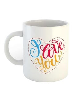 ديزاين برينت مج من السيراميك بطبعة تحمل عبارة I Love You أبيض/ أصفر/ أحمر 