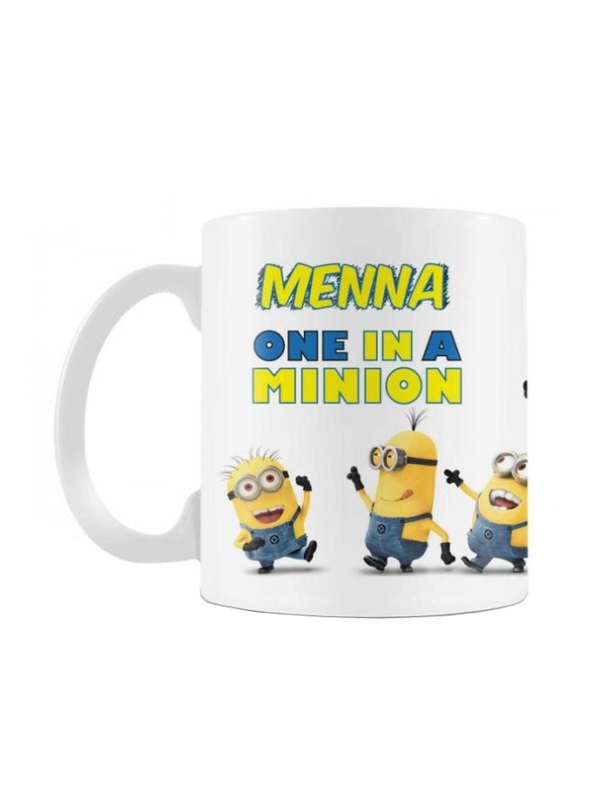 برينت هاوس مج من السيراميك بطبعة تحمل عبارة Menna One In A Minion أبيض/أصفر/أزرق Standard