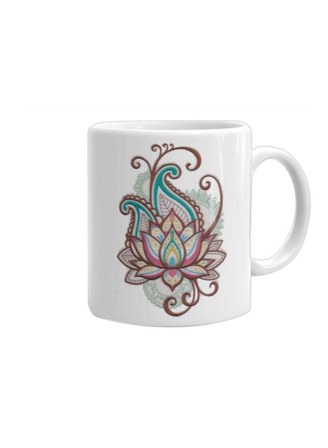 Lotus Flower Printed Mug White/Red/Pink 