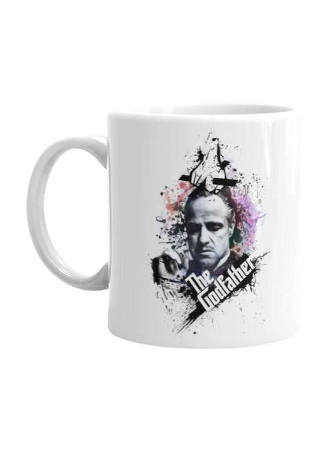 أوسلو مج مزين بنمط مطبوع بعبارة "The Godfather" أبيض/أسود/وردي