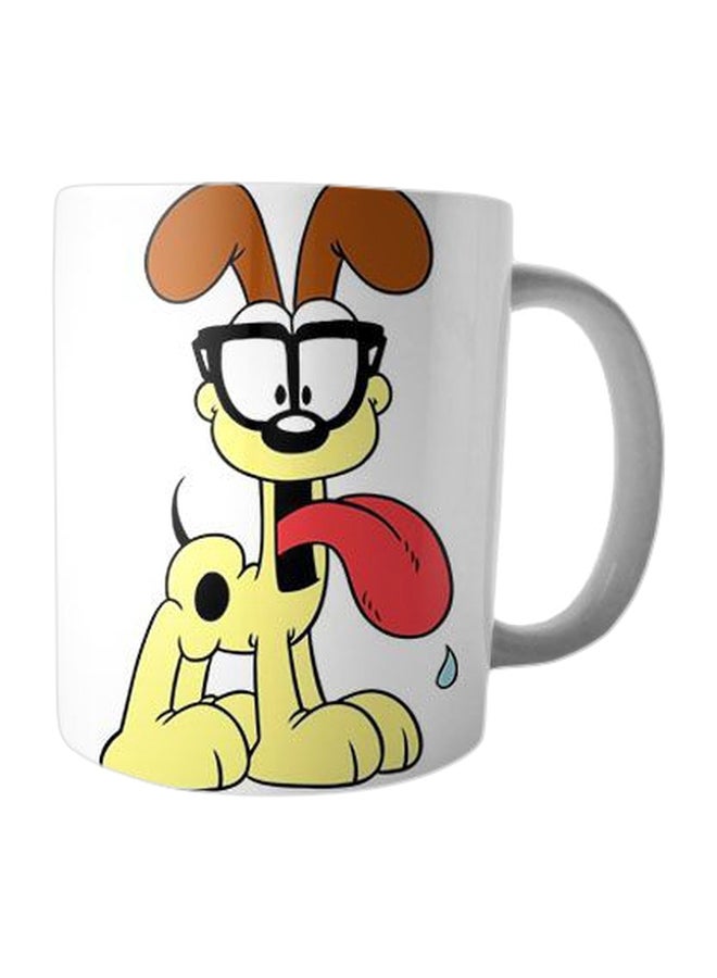Fast Print Dog Printed Ceramic Coffee Mug White/Yellow/Red Standard