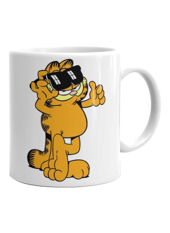 كوب بطباعة بتصميم شخصية Garfield أبيض/برتقالي