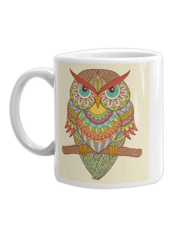 أوسلو مج بطبعة بومة أبيض/بيج/بني