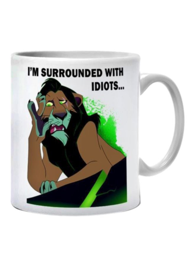 Printhouse - Cartoon Character Printed Mug White/Black/Green - Image 1