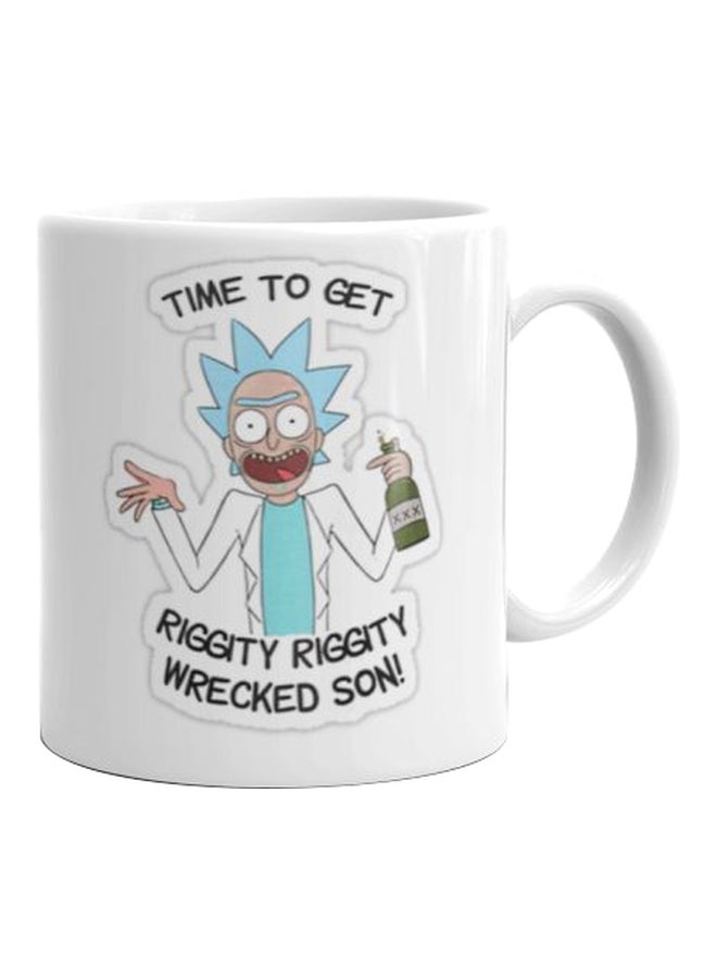 مج بطبعة لرسوم الكرتون "Rick And Morty" أبيض/أزرق/أسود/أصفر Standard
