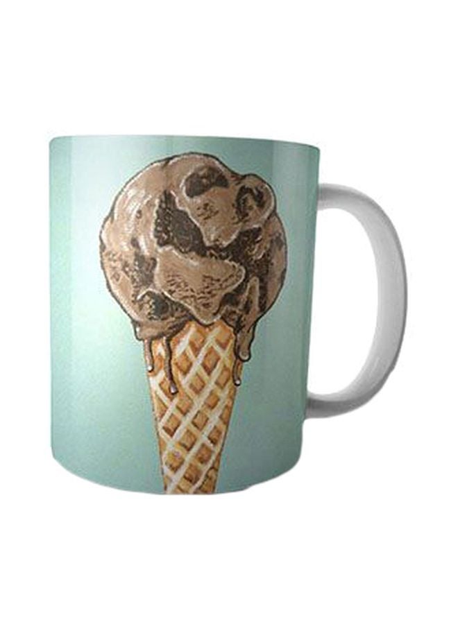 Fast Print Ice Cream Printed Coffee Mug Blue/Brown/White Standard