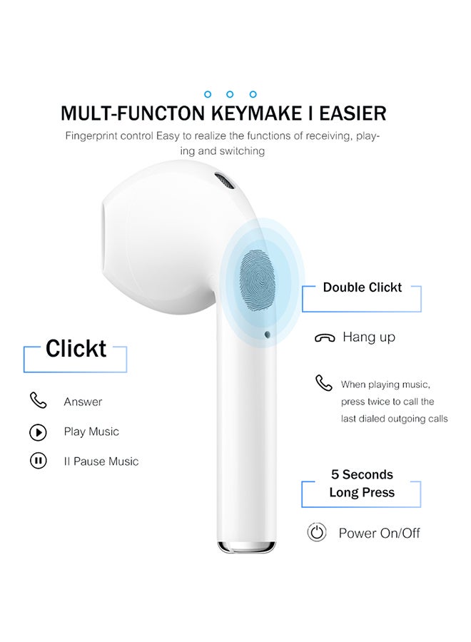 إيزي سو سماعة أذن ستيريو لاسلكية مزدوجة داخلية تعمل بخاصية البلوتوث مع علبة للتخزين أبيض - Image 3