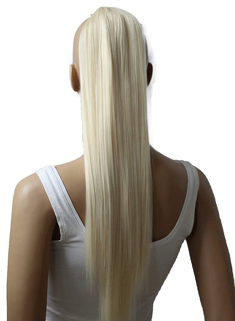 Heat-Resisting Clip In Straight Pony Tail Extension Bleach Blonde 24inch - v1567008882/N29313708A_1