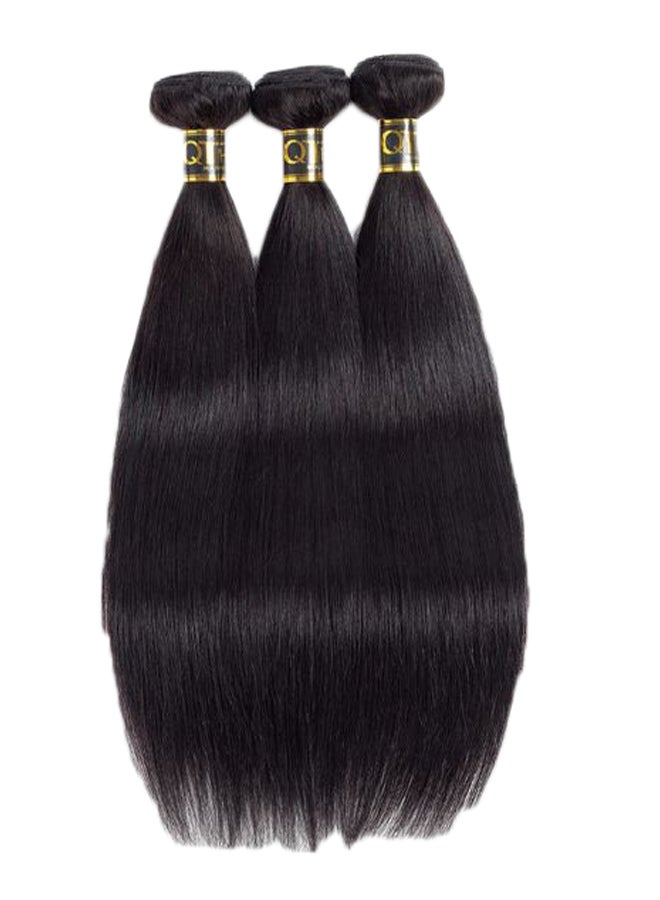 3-Piece Human Straight Hair Extensions Natural Black