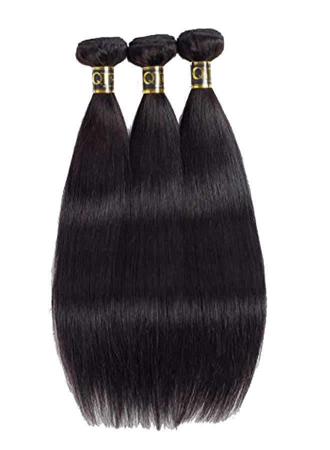 QTHAIR 3-Piece Human Straight Hair Extensions Natural Black 