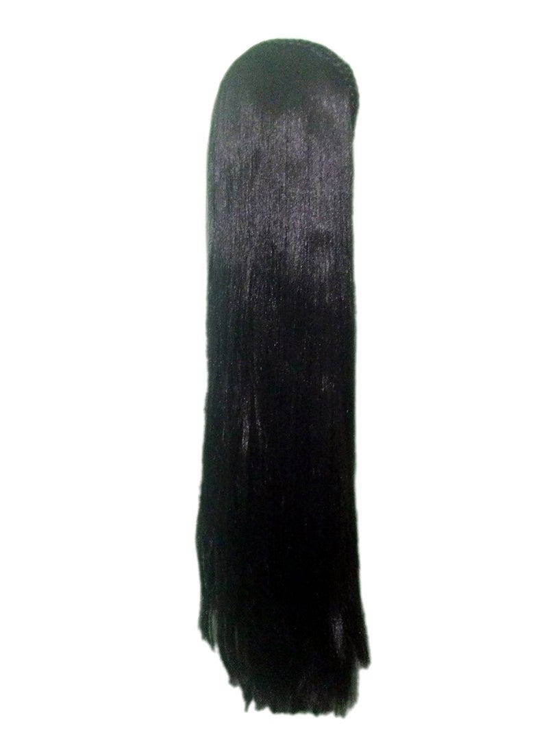 1/3 Back Head Comb Clip Hair Extension Wig Natural Black 26inch