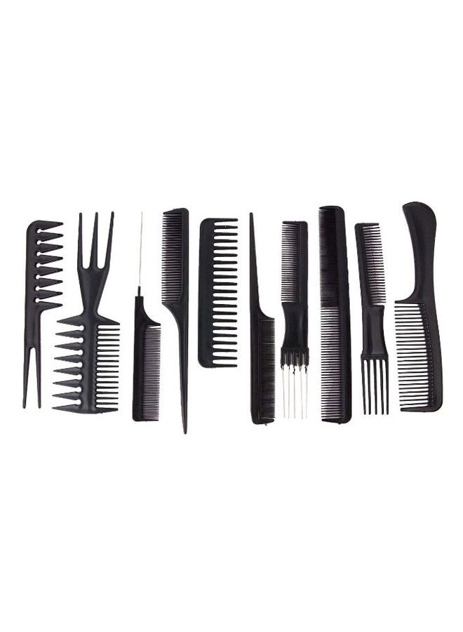 Generic 10-Piece Hair Cutting And Styling Comb Kit Black