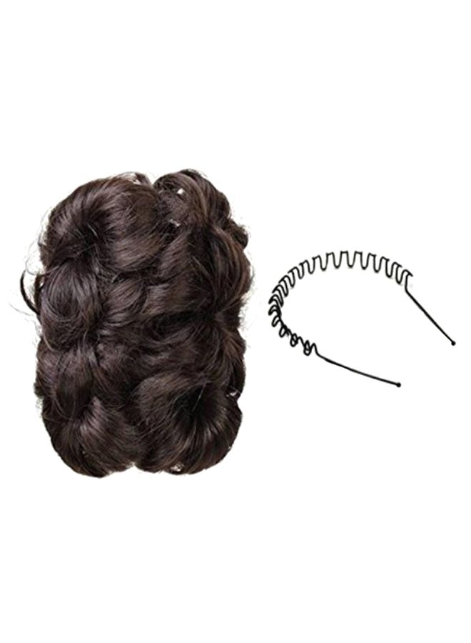 تشاندركاش - وصلة شعر صناعية مزودة بمشبك مع ربطة للشعر مجانية بني/أسود - Image 1