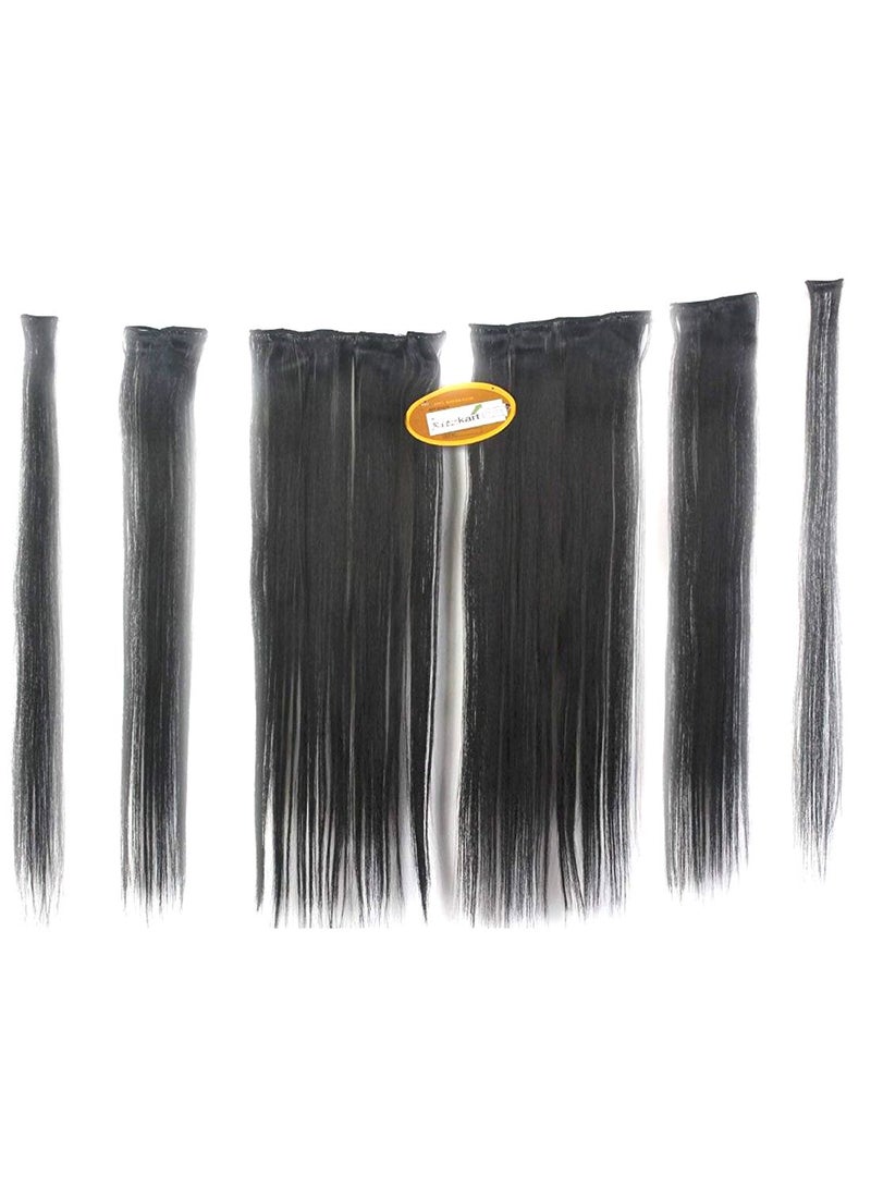 ريتزكارت مجموعة وصلات شعر مفرودة مكونة من 6 قطع ومزودة بـ 16 مشبكاً للتثبيت أسود