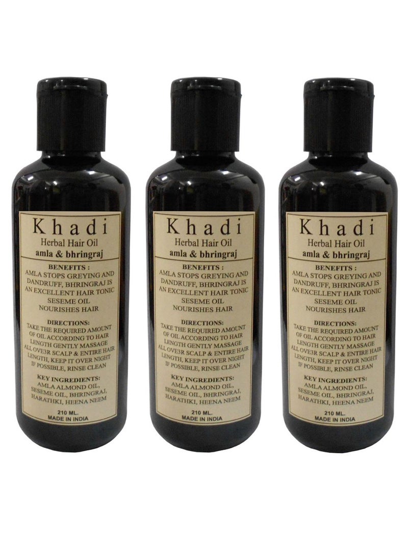 Khadi Herbal 3-Piece Amla And Bhringraj Hair Oil Set 3 x 210ml