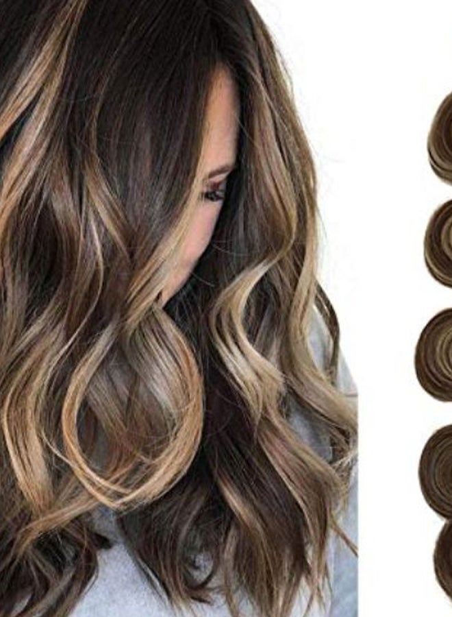 Smartinnov 20-Piece Soft Silky Remy Hair Extension Set 4/613 Medium Brown/Bleach Blonde 22inch - Image 2
