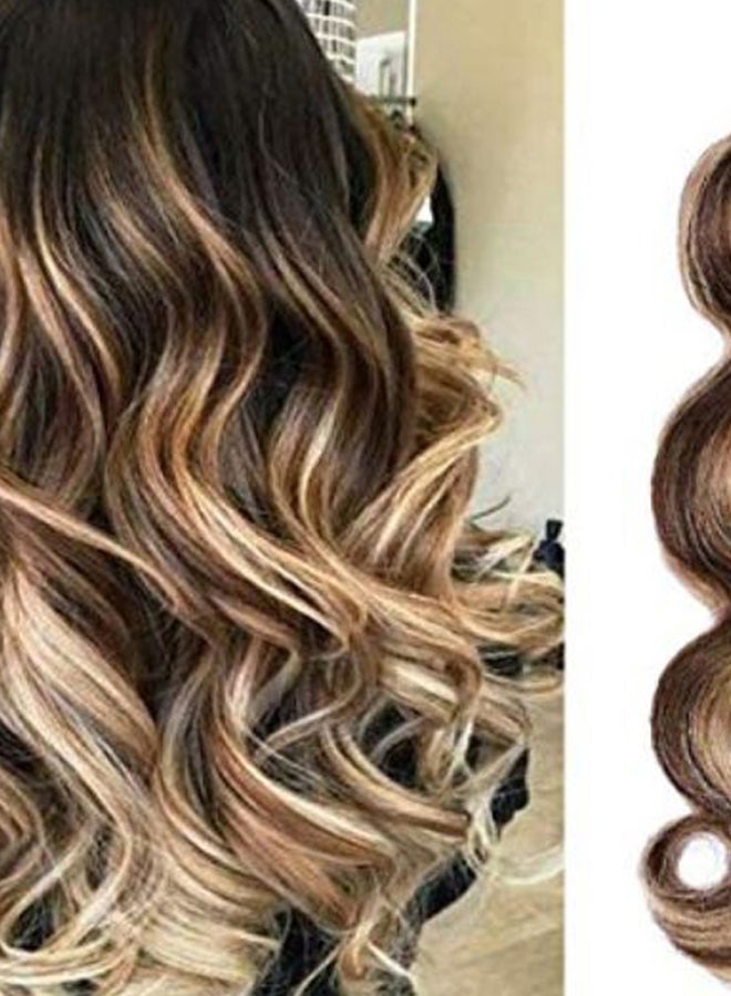 Smartinnov 20-Piece Soft Silky Balayage Curly Hair Extension Set 4/27 Chocolate Brown/Strawberry Blonde 24inch - Image 2