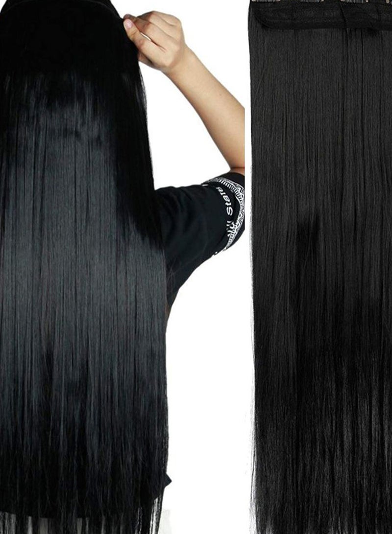 S-noilite - 5-Piece Clip-In Hair Extension Set Dark Black 30inch - Image 1