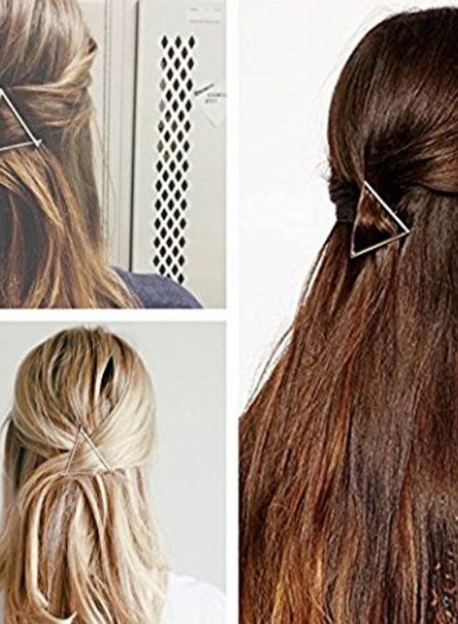 SOSUO 2-Piece Minimalist Geometric Triangle Hair Clip Set Gold/Silver 2.4 x 2.2inch - Image 2