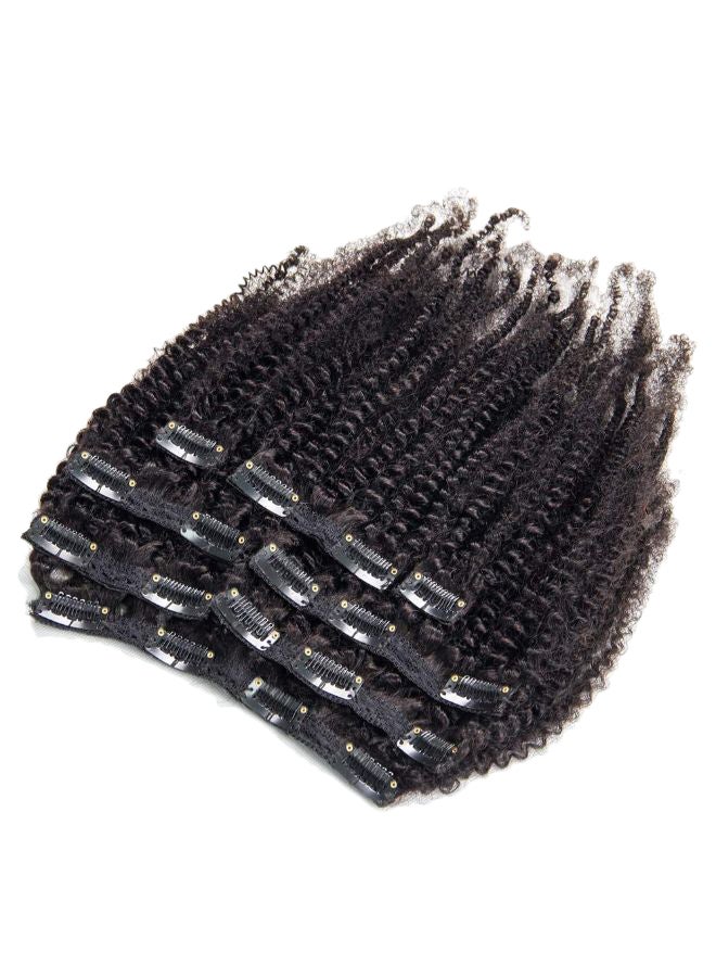 ريا طقم شعر مستعار ريمي مجعد غير معالج مزدوج مزود بمشبك مكون من 8 قطع أسود 14بوصة - Image 2