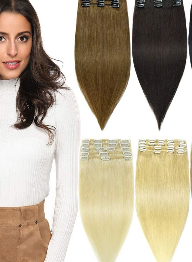 Rose bud 8-Piece Clip-In Hair Extensions Set Black 14-22inch  - Image 2