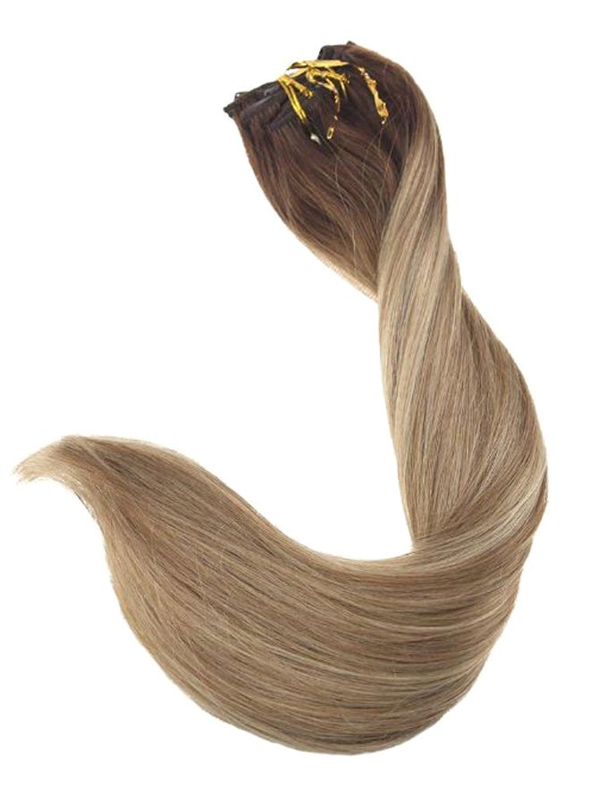 7-Piece Balayage Clip Hair Extension Set 3 Dark Brown Fading/8 Highlights/22 Blonde 22inch