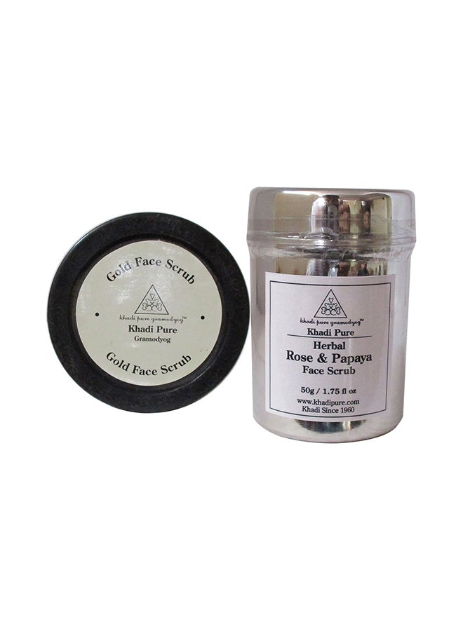 Khadi 2-Piece Herbal Rose Papaya And Gold Face Scrubs Set 