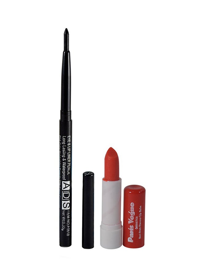ADS Set Of 2 EyeLiner And Lip Balm Black/Red