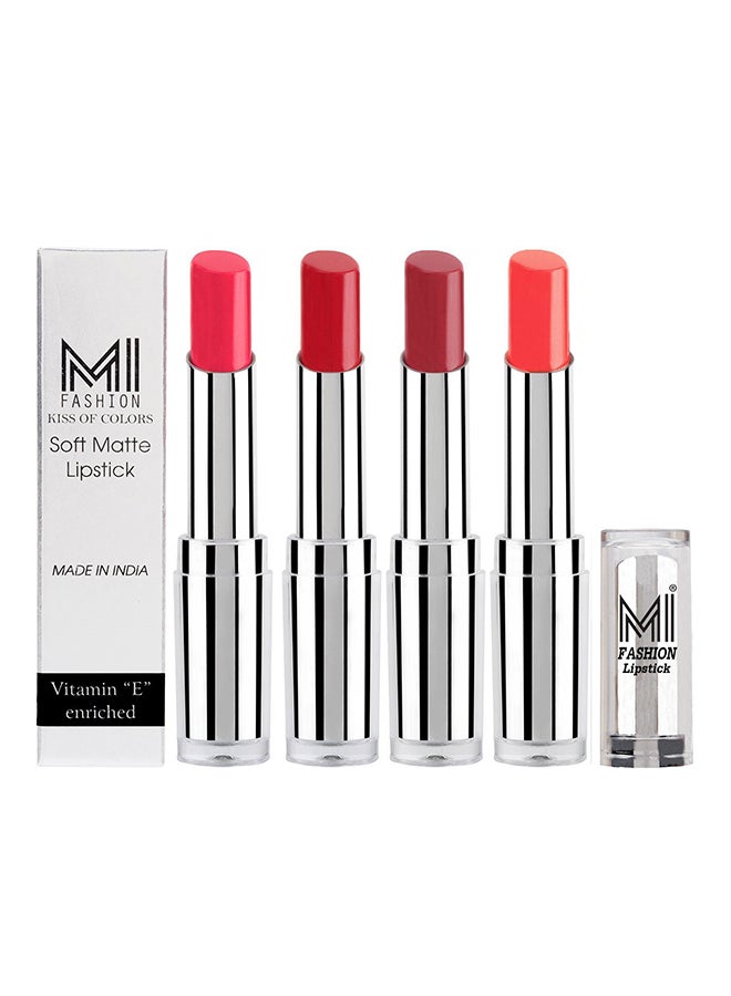 MI FASHION 4-Piece Long Lasting Moisturizer Matte Lipstick Combo Multicolour